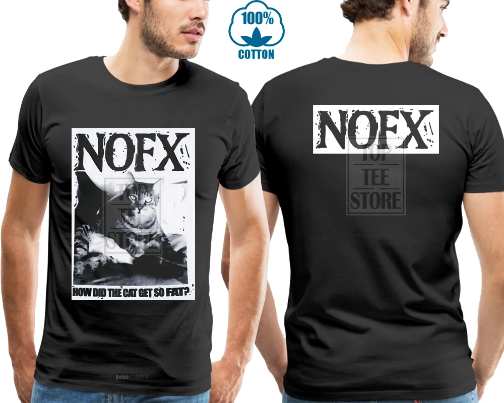 2 стороны Nofx Fat Cat белая черная футболка Xs 3Xl|t shirt|black t shirttee shirt |