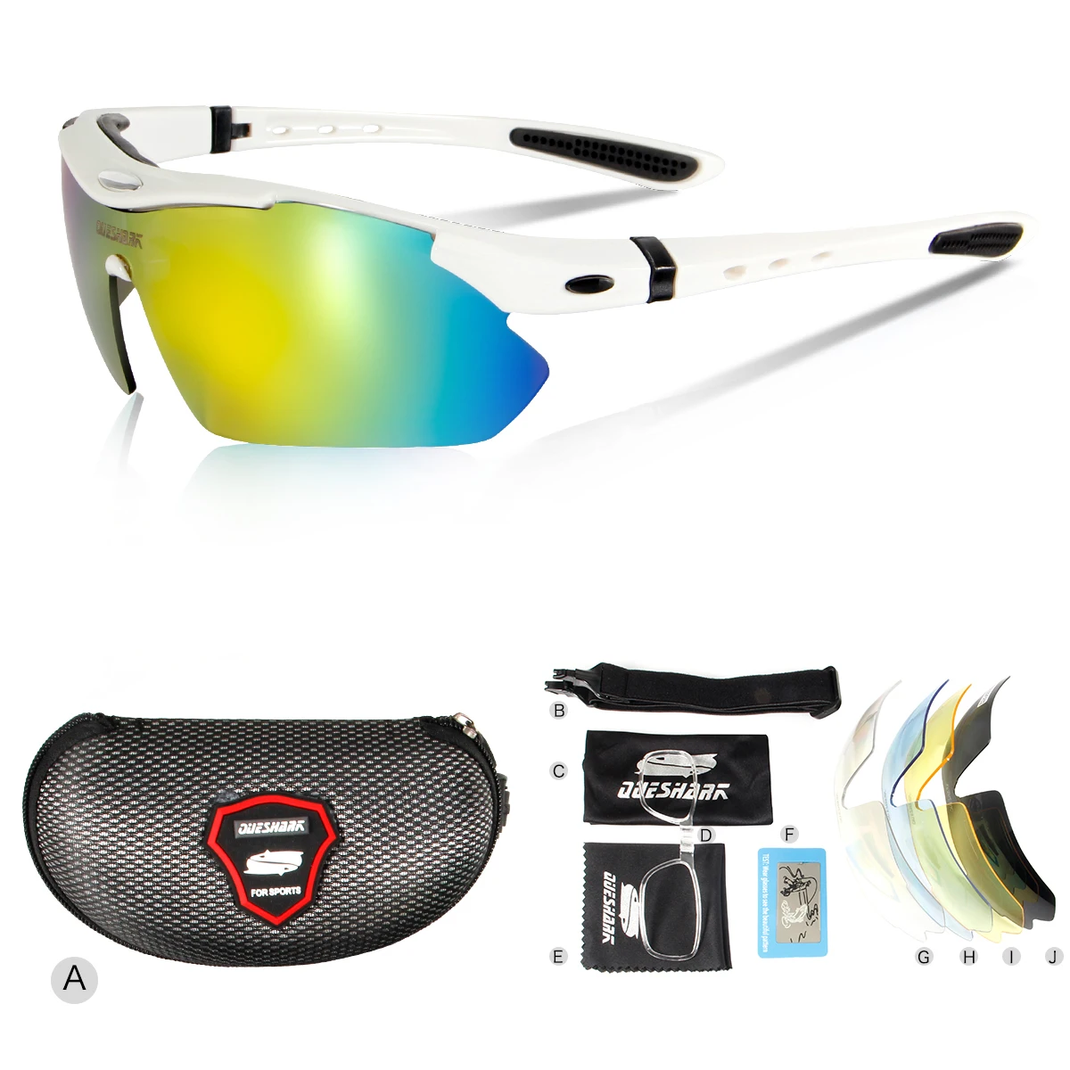 White QUESHARK Classic Style Photochromic Cycling Glasses MTB Goggles Cycling Eyewear Bicycle Sunglasses Polarized Cycling Glasses - Цвет: White
