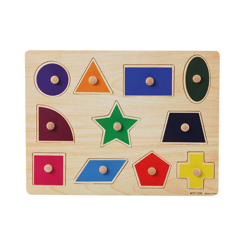 Деревянные головоломки ручной захват доска Tangram головоломки детские Монтессори игрушки дети мультфильм овощи фрукты количество животных развивающие игрушки - Цвет: MTF036