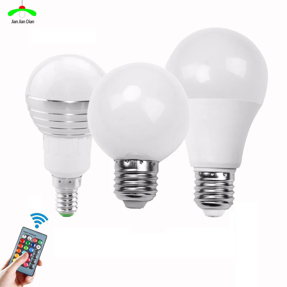Светодиодный светильник E27 E14 RGB 3 Вт 5 10 цветной с волшебным пятном и дистанционным