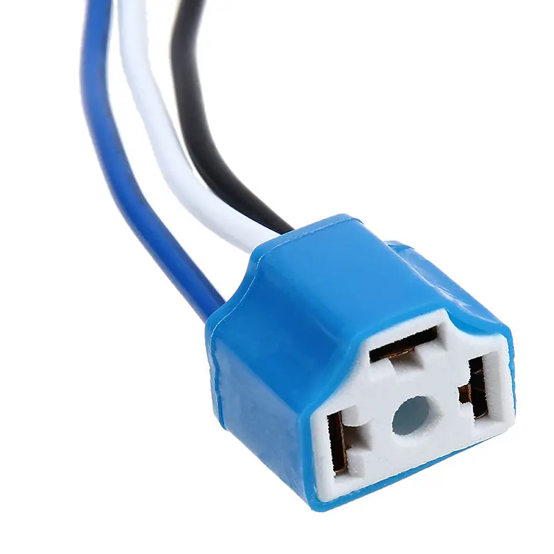 

1pc Blue H4 Ceramic Headlight Connector Lamp Bulb Wiring Harness Socket Plug