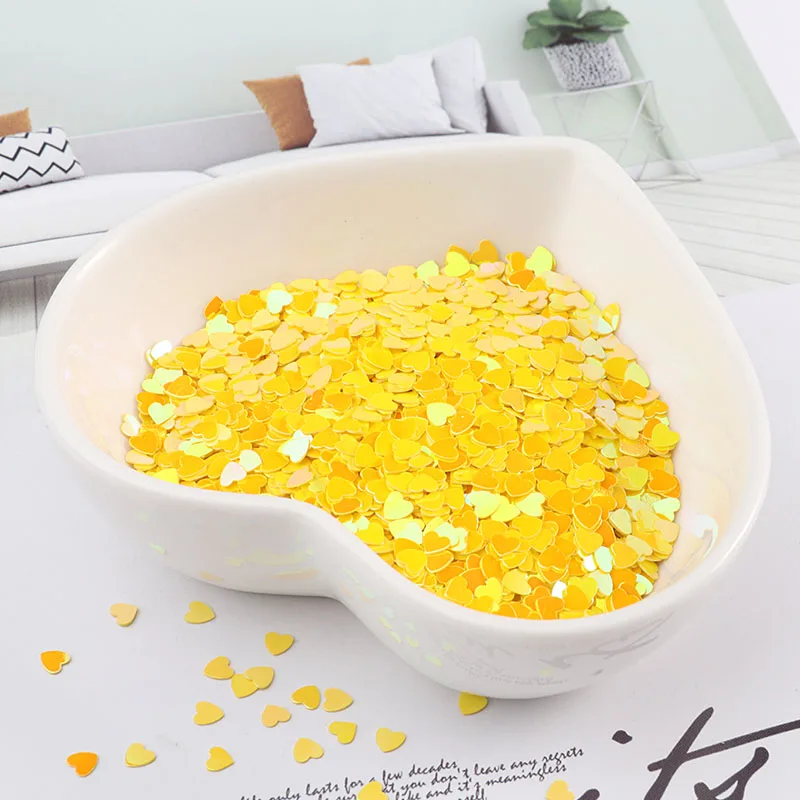 AB yellow Ультратонкий 3 мм Сердце блестки пайетки для рукоделия ПЭТ пайетками для роспись на ногтях маникюр/Свадьба Рождество Конфетти украшения 10 г - Цвет: AB yellow