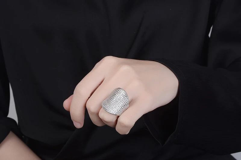 Yanleyu большой вечерние украшения Bling Полный Ясно Циркон CZ кольца для женщин и