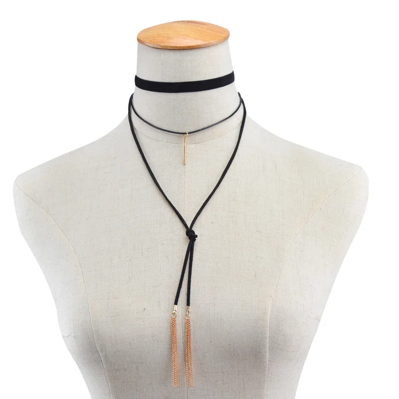 Многослойное длинное ожерелье с подвеской кисточкой для женщин вощеное в