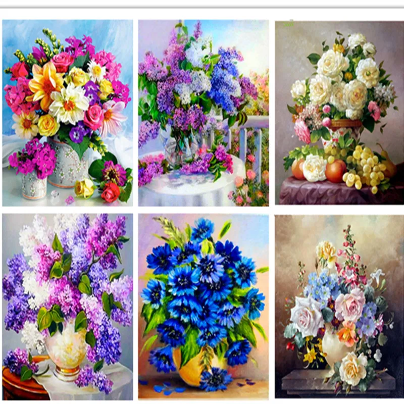 Алмазная вышивка цветы ваза 5d алмазная картина полная мозаика из страз крестиком