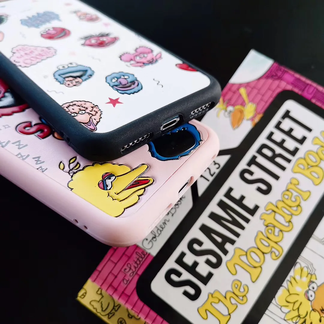 Cute Cartoon Sesame 3D Soft silicone Phone Case For iPhone 6 6s 7 8 Plus X XS Max XR Pink ELMO Capa Coque Fundas |