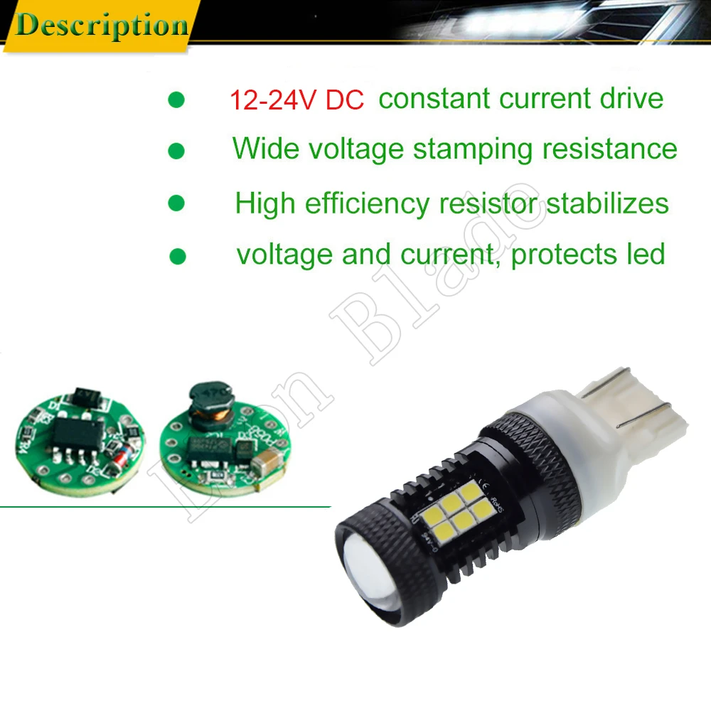 2X T20 Автомобильный светодиодный светильник 3030 SMD 7443 W21/5 Вт 7440 W21W WY21W Canbus DRL