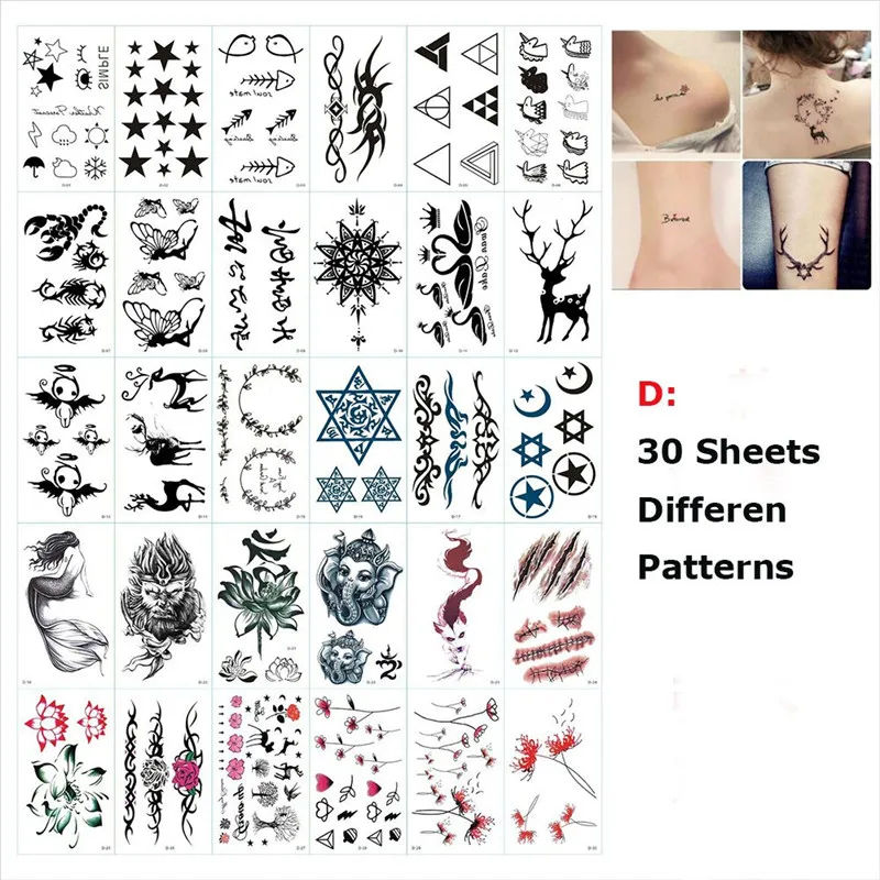 30 шт./компл. крутой времени наклейки для татуировки простые сексуальные женские