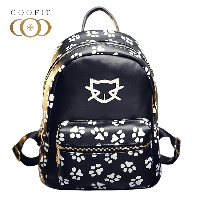 Coofit модные женские туфли мини рюкзак милый Товары для кошек лапу печатных Bagpack PU