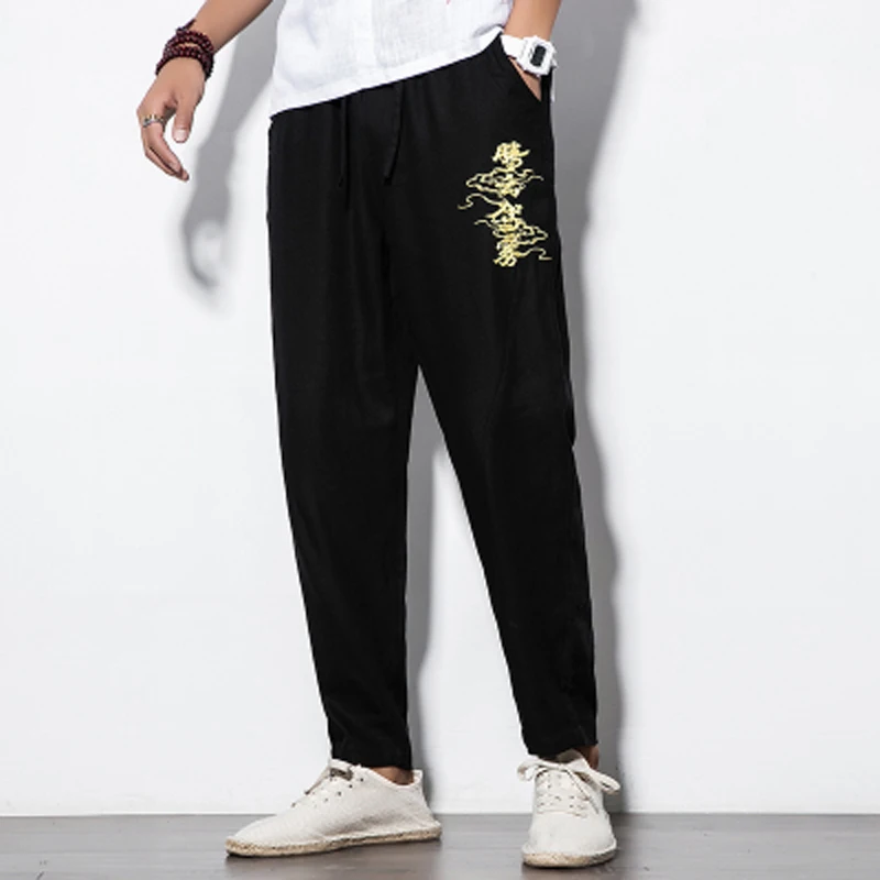 2018 nueva moda de verano seccion delgada hombres Lino Pantalones macho gran tamano Повседневный sueltan la cintura