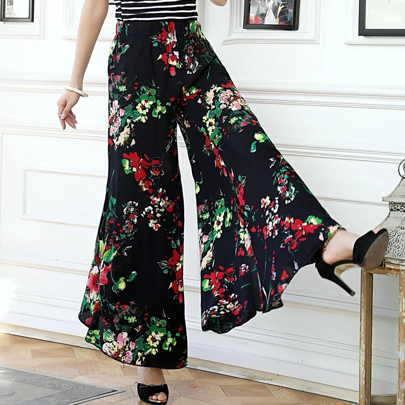 Летние широкие брюки с высокой талией женские винтажные повседневные свободные