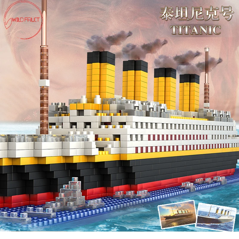 Interes1860pcs Титаник корабль 3D Мини diy строительные блоки игрушка титановая лодка