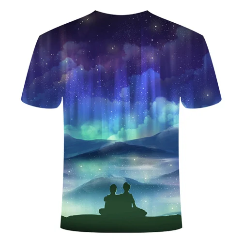 Blue Flaming tshirt Men/Women t shirt 3d t-shirt Casual Tops Anime Streawear Short Sleeve Tshirt Asian Plus-Size men's clothing