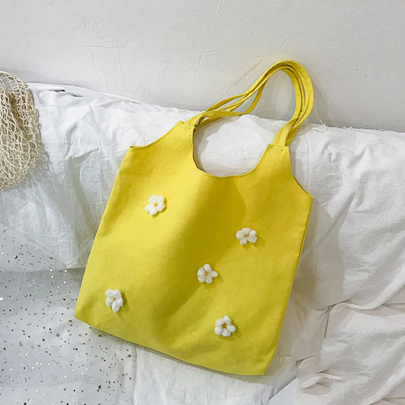 Мягкие женские холщовые сумки с принтом ромашки сумка на плечо большая