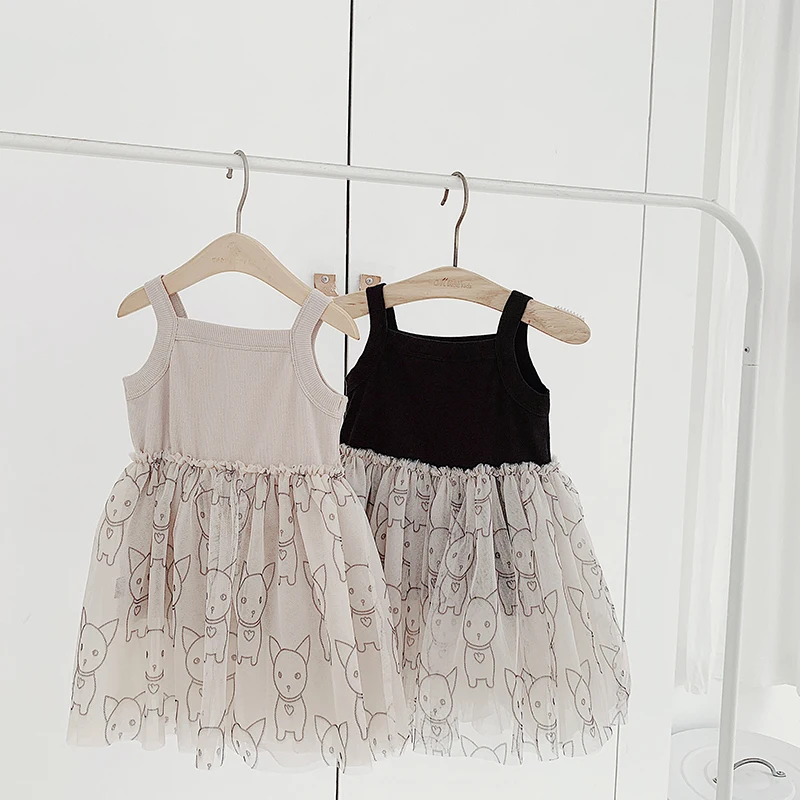 Girlsɽresses Summer Dresses 2019 New Westernized Mesh Children's Hanging Princess Girlsɽress vest Baby Girl Dress | Детская