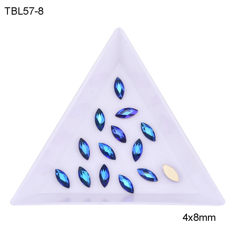 TBL57-8 10 шт. Marquise Shape 4x8 мм 3d-стразы для ногтей стеклянные бриллианты для ногтей dekor с плоским основанием, для ногтей Кристаллы подвески поставки TBL57 - Цвет: TBL57-8