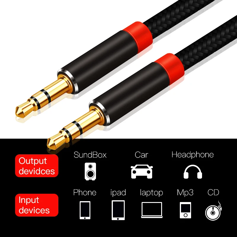 AUX кабель Lungfish с разъемом 3 5 мм аудиокабель для динамика 1 м 2 iphone Samsung xiaomi