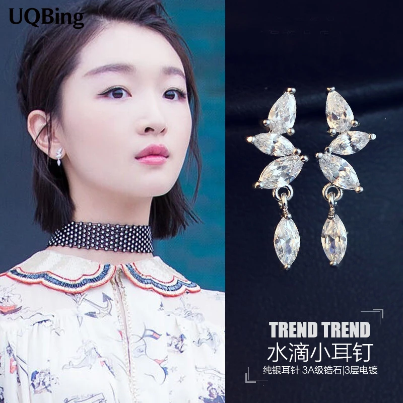 Женские серьги-гвоздики с цветными кристаллами