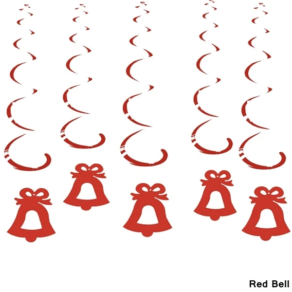 Red Bell Новинка! 6 шт. потолочное вихревое украшение металлик для свадьбы, Рождества, Хэллоуина, дня рождения, вечеринки - Цвет: Red Bell