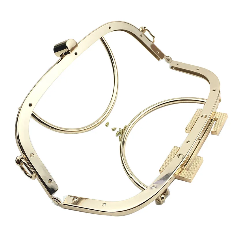 20.5cm Metal Frame Purse Women Handle Glossy Vintage Golden Kiss Clasp Lock DIY Accessories for Bag