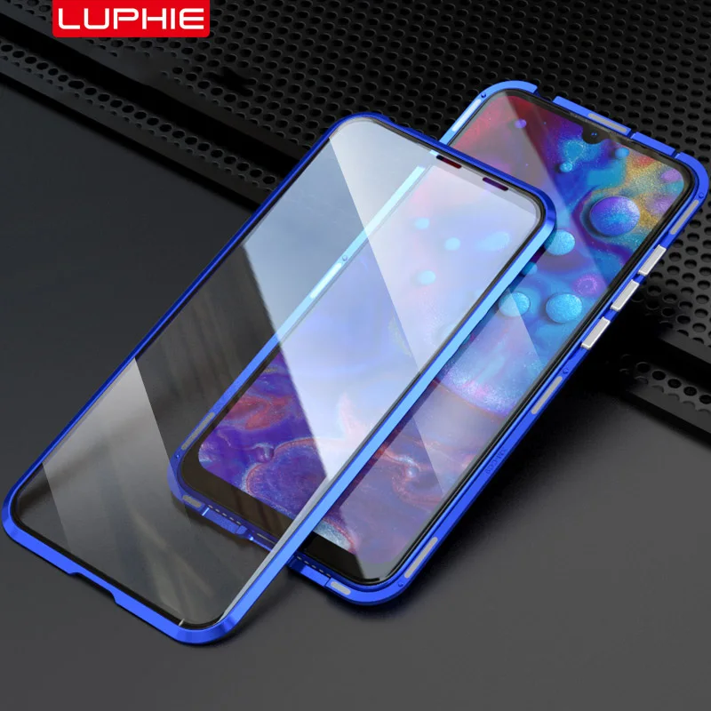 Передняя Задняя стеклянная Магнитная крышка для Xiaomi A3 Lite чехол Прозрачный Роскошный Алюминиевый металлический магнит чехол 360 полная защита
