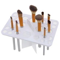 dropshipping 26 holes acrylic makeup brushes holder stand foldable organizing rack cosmetic brush drying holders smj