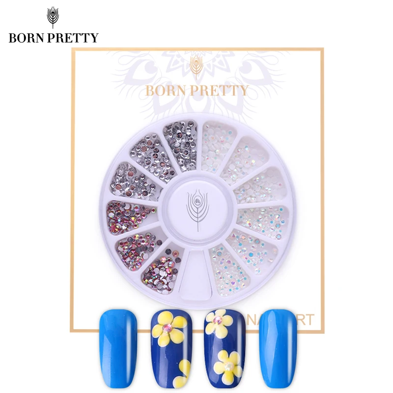 Стразы для ногтей BORN PRETTY золотого и серебряного цвета с заклепками плоское дно 3D