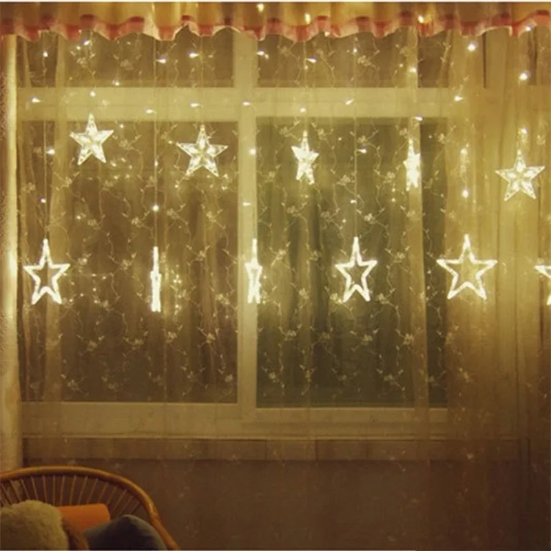 

LED Lights Five-pointed Star Curtain Stars Birthday Christmas Indoor Lights Outdoor Wedding Garland Party Decoration