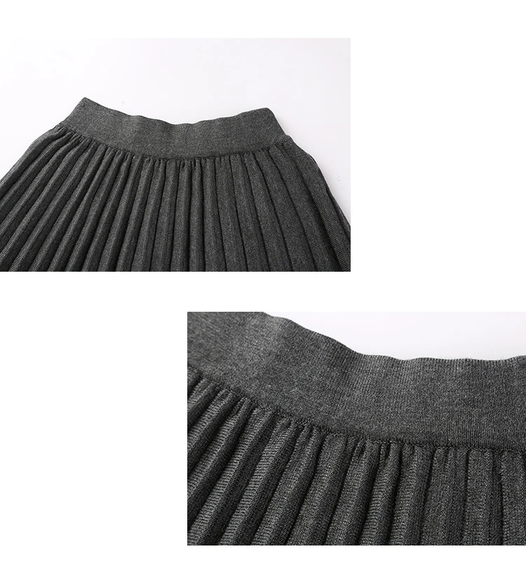 Осенне-зимние женские элегантные трикотажные плиссированные юбки облегающие