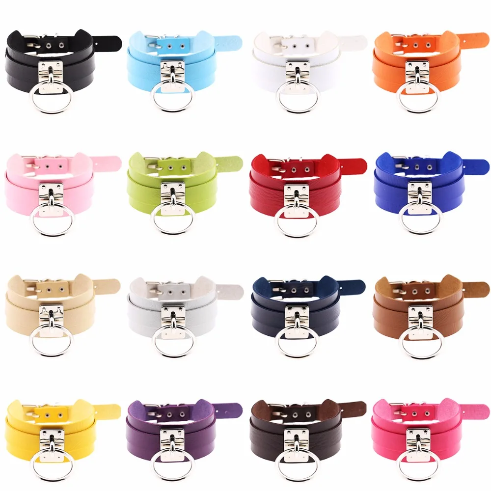 Personality Exaggerated Punk Metal O-Shaped Large Round Pendant Leather Necklace Unisex Harajuku Hip-Hop Chokers Gift | Украшения и