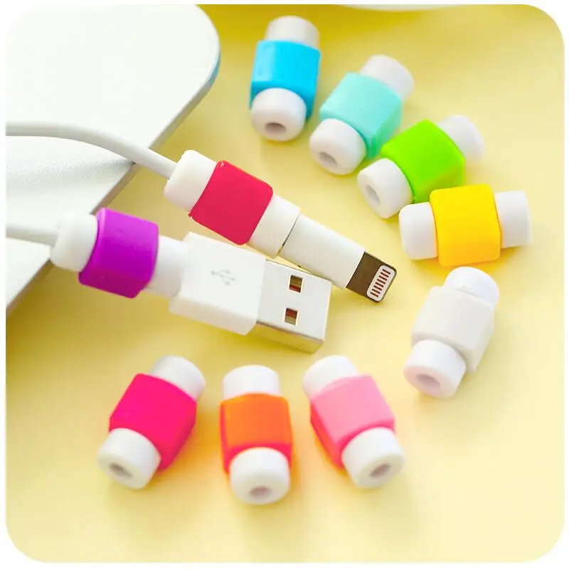 Simple Cute Cable Protector Data Line Cord Protective Case Winder Cover For iPhone USB Color Charging | Электроника