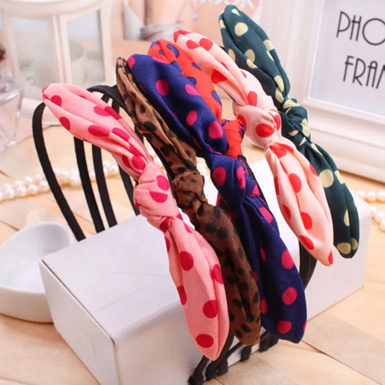 Free shipping checking hair ribbon bow stripes dot hoop head ornaments pearl marriage decoration Festival Gifts |