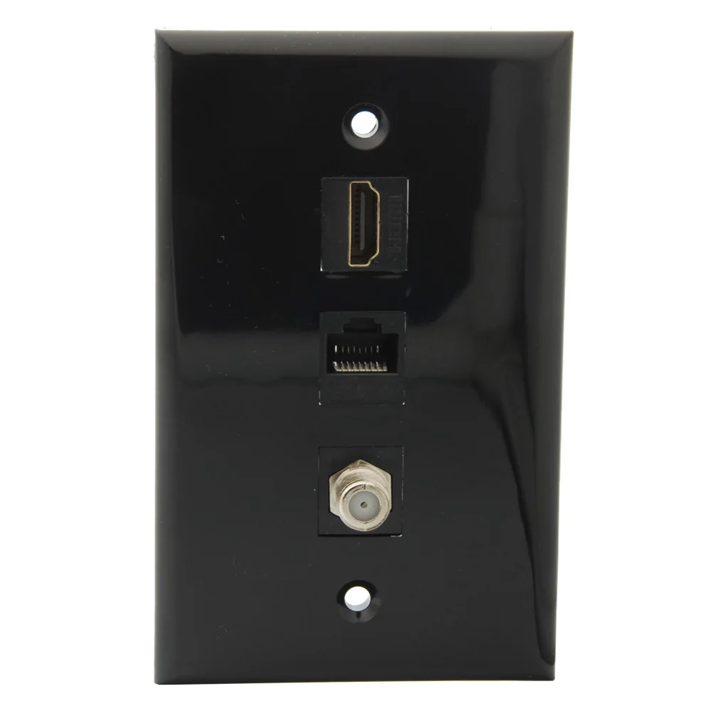 1 комплект Однотонный черный цвет HDMI CAT6 F RG6 Коаксиальная настенная пластина с