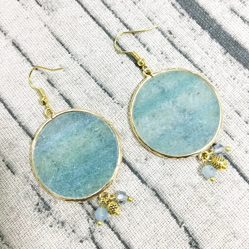 Женские Висячие серьги Природный Амазонит богемные дизайнерские Роскошные