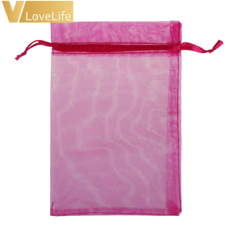 rose red 200 шт 7x9 см оптовые продажи сумки из органзы нарисованные украшения мешочек для свадебных подарков рождественские украшения конфетная сумка Прозрачная бирка - Цвет: rose red