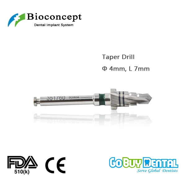 

Ossten TSIII & Hiossen ETIII compatible Bioconcept BV Dental Instrument Taper Drill 4.0mm, length 7mm(351760)