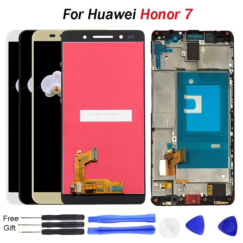 Для huawei Honor 7 Дисплей сенсорный экран дигитайзер Рамка для Honor7 4G LTE запасные части