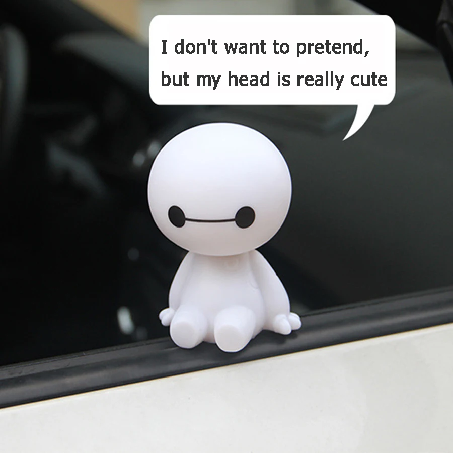 Милый пластиковый робот Baymax фигурка вибрирующей головы украшения для автомобиля