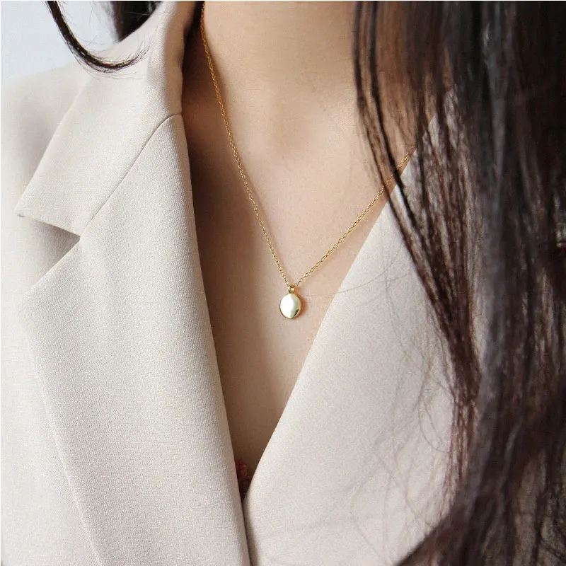 Gold Plated Ф. И. Н. С. Простое ожерелье из серебра S925 пробы с геометрическим рисунком, маленькое круглое ожерелье, Золотая цепочка, подвески для женщин, минималистичное ювелирное изделие - Окраска металла: Gold Plated