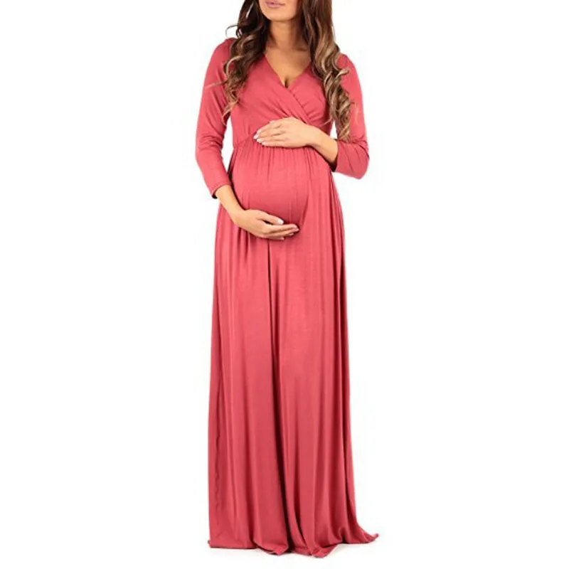 Длинные платья для беременных Одежда женщин однотонные прямые Vestidos весенняя