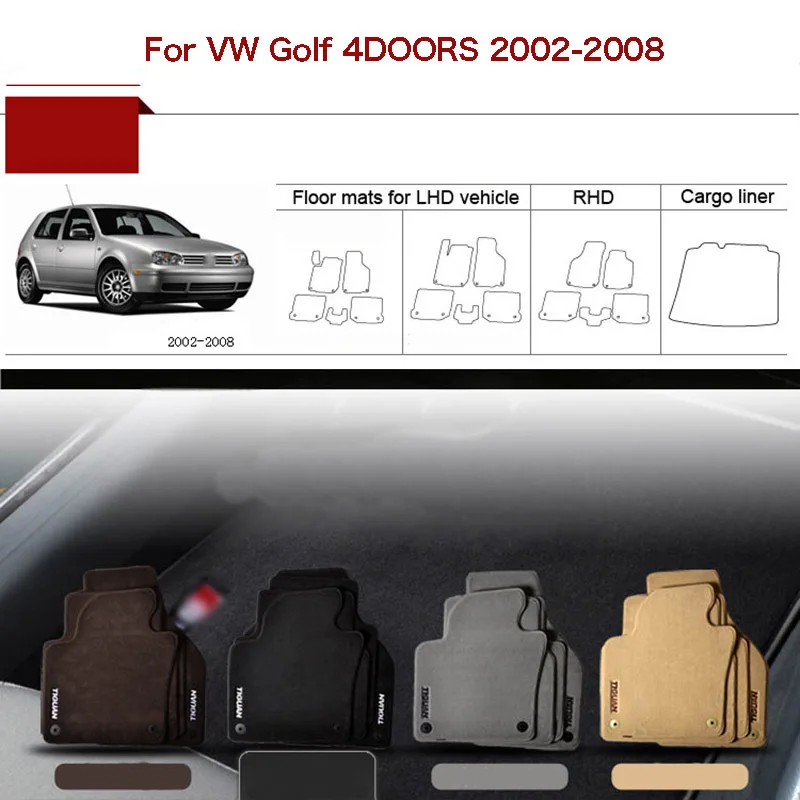 

5pcs Custom Made 1/2" Thickness Solid Nylon Interior Odorless Floor Carpet Mats Cover Fitted For VW Golf 2002-2008