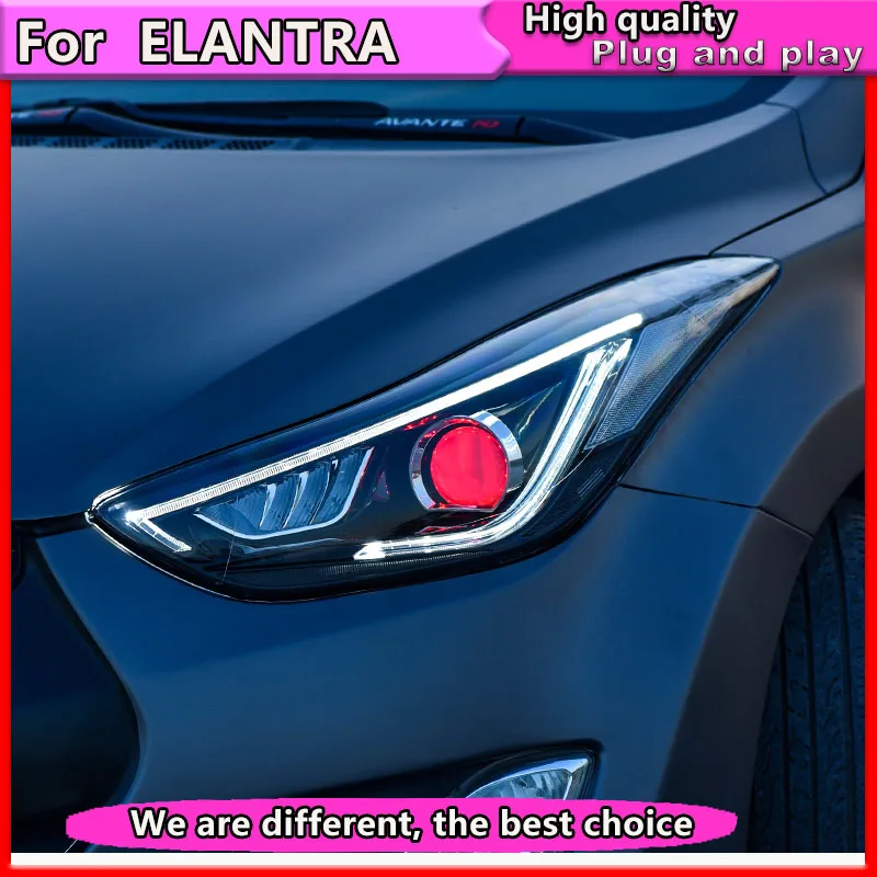Автомобильная фара для фары для автомобиля Hyundai Elantra 2012- светодиодный фонарь DRL Bi Xenon объектив Высокий Низкий Луч парковочная фара в сборе