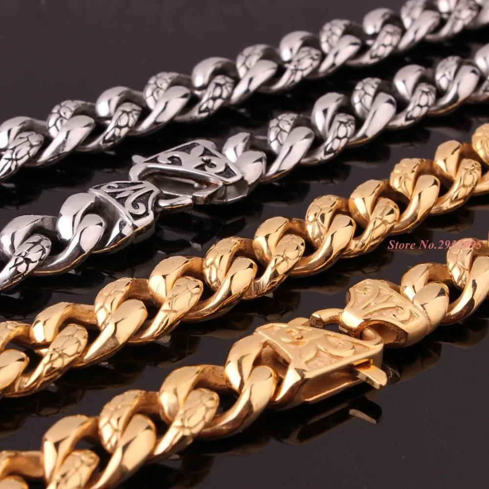 

14 мм широкое мужское ожерелье из нержавеющей стали с цепочкой для мальчиков оптовая продажа ювелирных изделий крутое серебряное Золотое ож...
