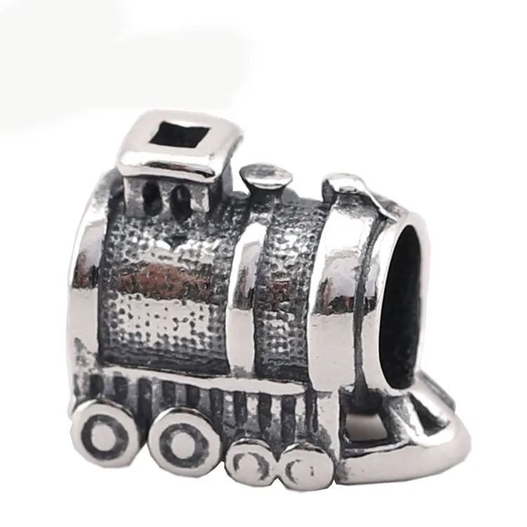 Аутентичные стерлингового серебра 925 Винтаж поезд Шарм бисера Fit Pandora браслет