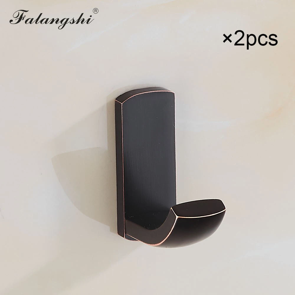 Black Bronze 2 шт., настенные крючки для ванной комнаты, старинный, из медной латуни, крючки для подвески, Rustproof, резьбовые крючки с настенным креплением WB8101 - Цвет: Black Bronze