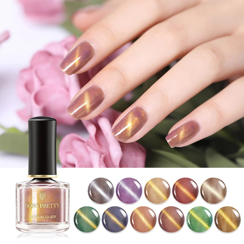 BORN PRETTY 6 мл Лак для ногтей Foggy Cat Eye Золотой Серебряный Блестящий цветной маникюрный лак для дизайна ногтей