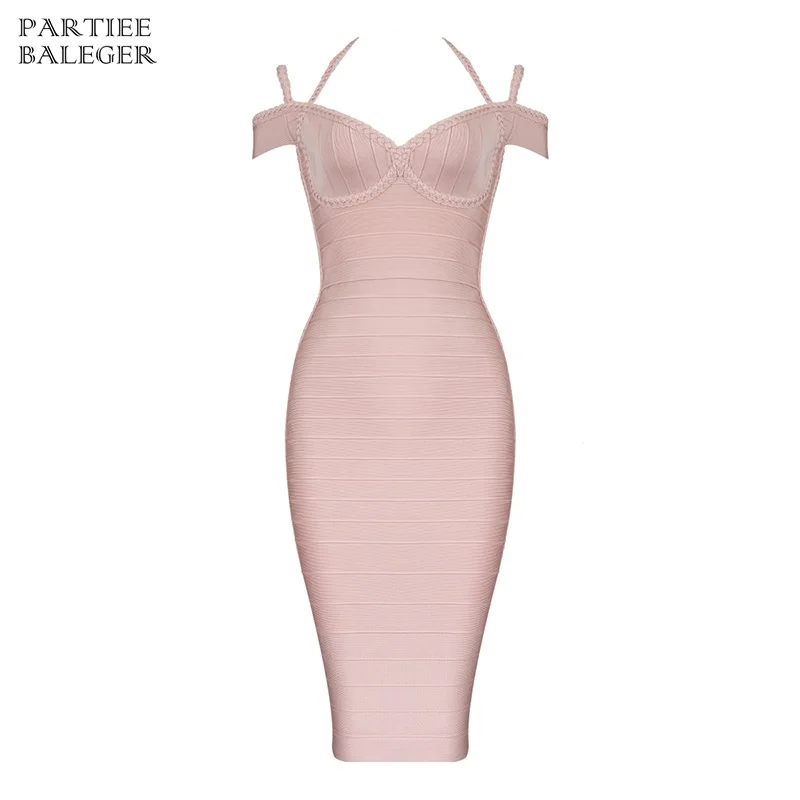 2019 New Arrival Trendy Braided Design Sexy Off The Shoulder Short Sleeveless Backless Celebrity Party Club Bandage Dress | Женская