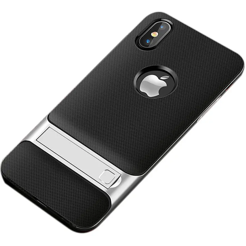Серебристый H& A 360 полный защитный чехол для iPhone X 6 6s 8 7 Plus PC+ TPU противоударный чехол для iPhone 7 8 Plus с подставкой Чехол для телефона - Цвет: Серебристый