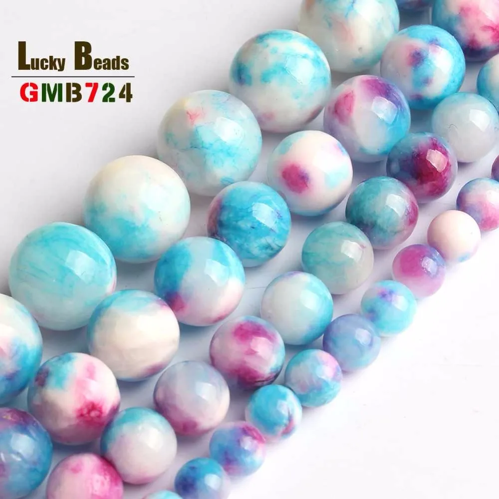 Бисер из натурального камня цветной облачный камень Нефритовый ручной работы