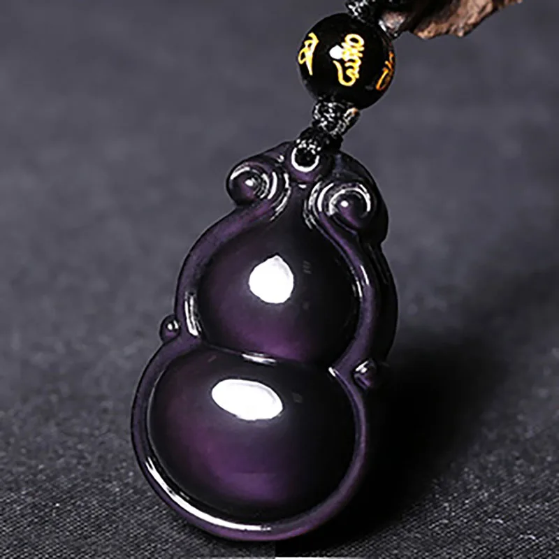 Кольцо из натурального обсидиана с радужной полировкой кулоном тыква кулон